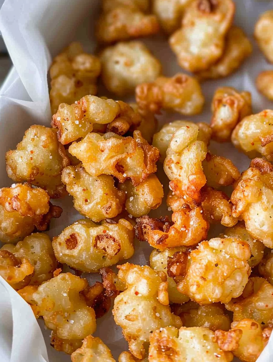Close up of batter-dipped cheese curds before frying