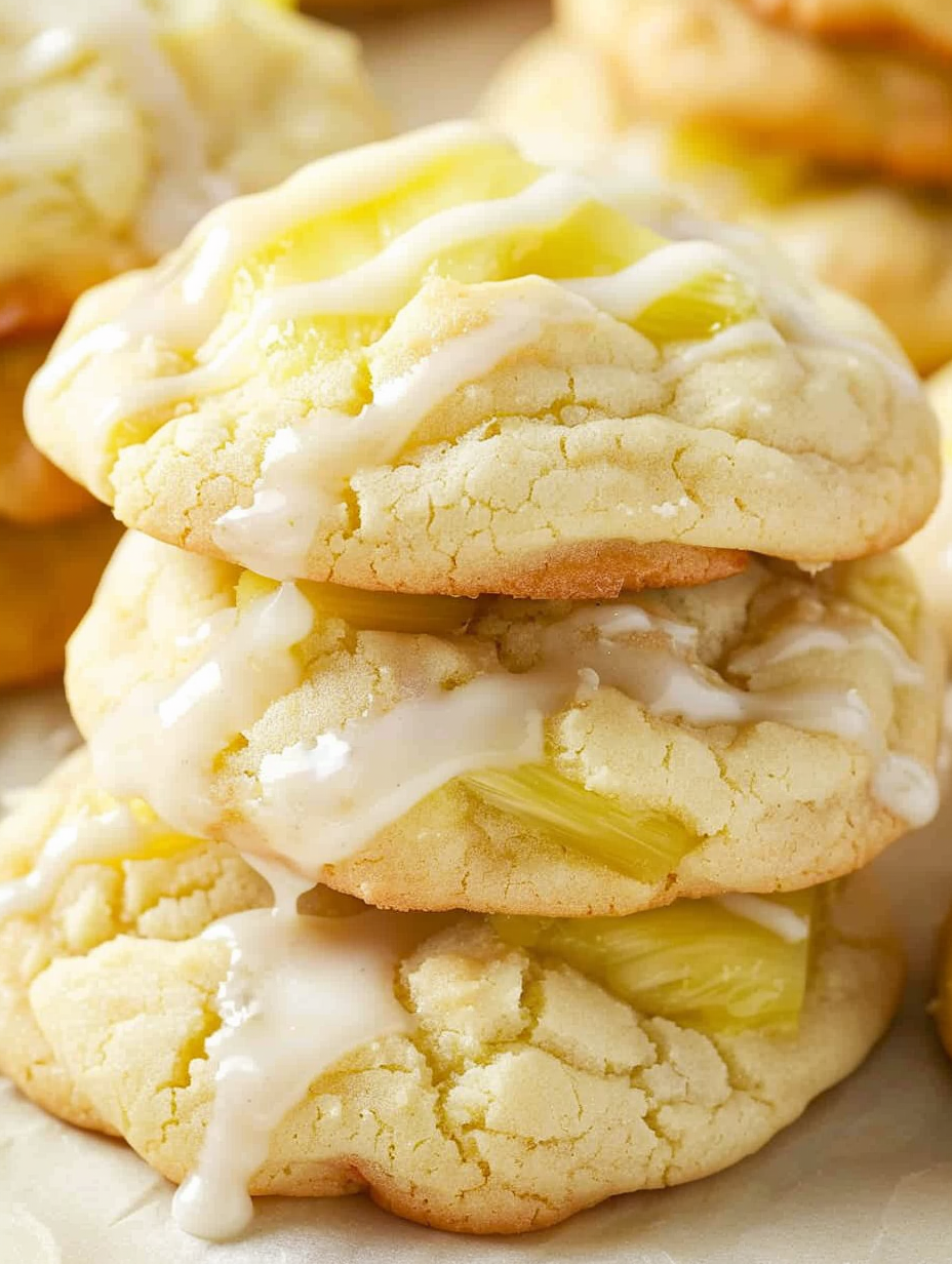 Freshly baked pineapple cookies on cooling rack