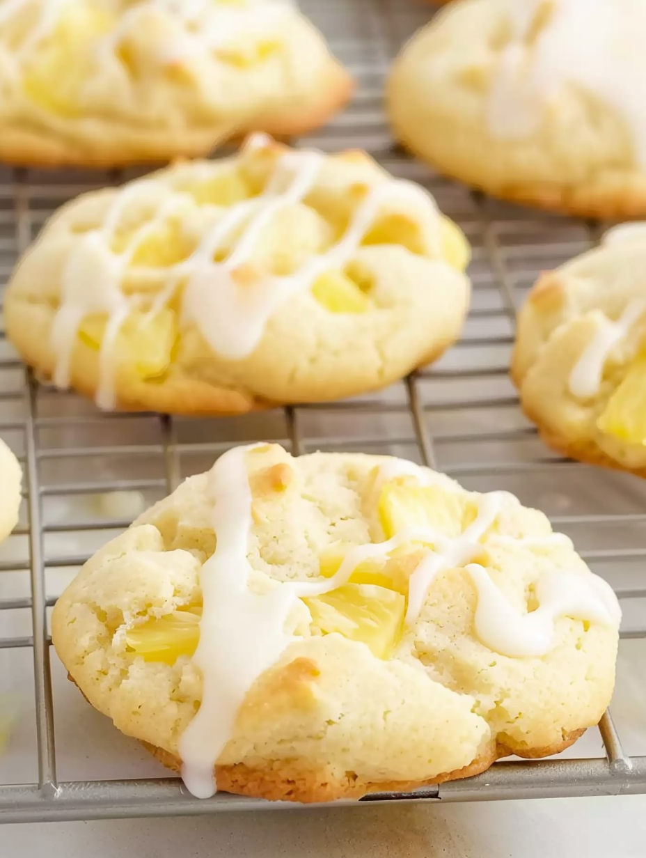 Glazed pineapple cookie close-up