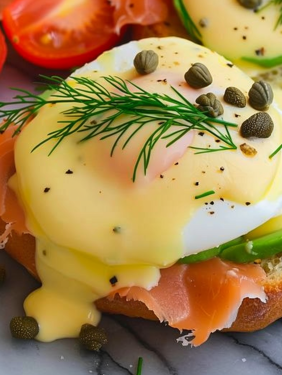 Smoked Salmon Eggs Benedict with Avocado and Homemade Hollandaise