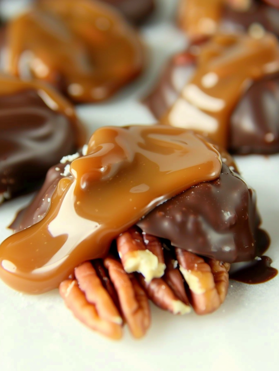 Pecan turtle clusters on parchment