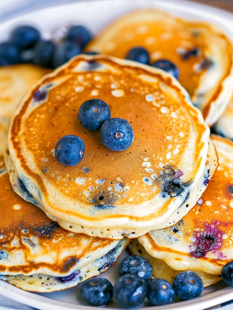 Fluffy Greek Yogurt Blueberry Pancakes