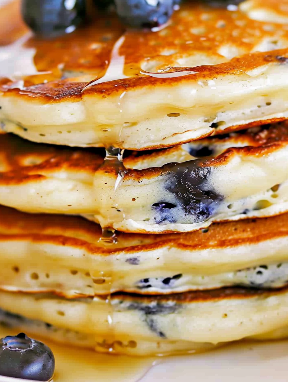 Blueberry pancakes on a plate