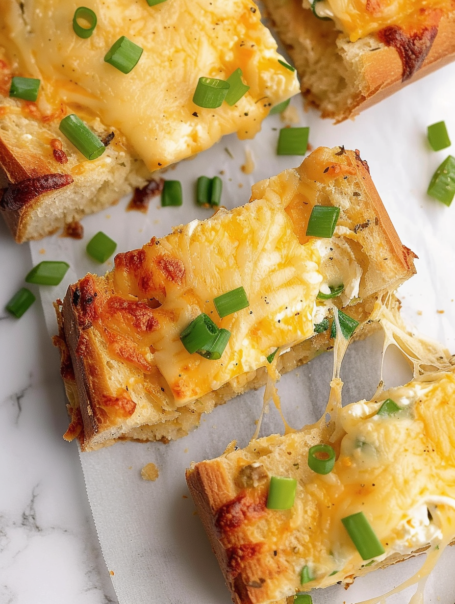 Cheesy garlic bread fresh from the oven