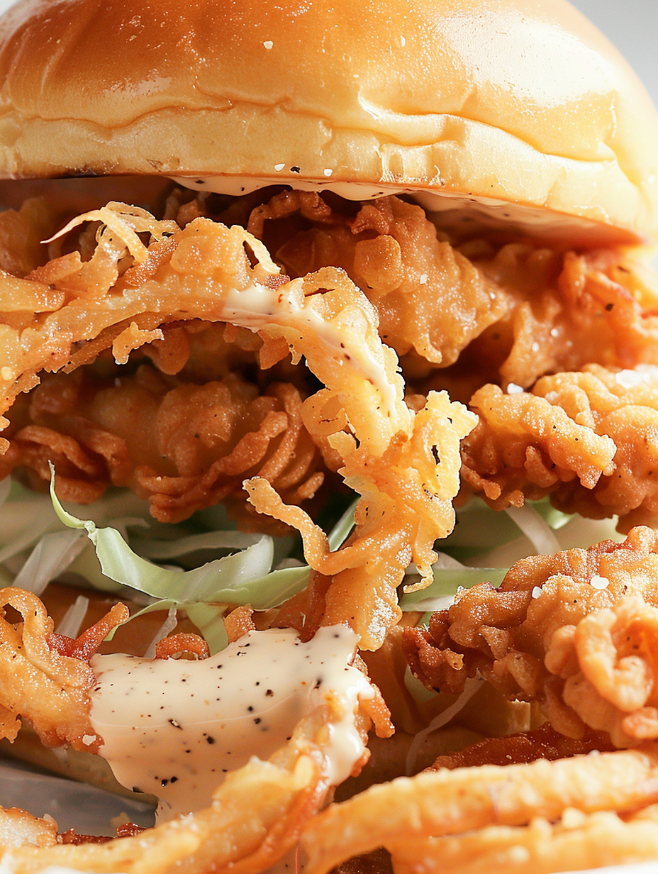 Frying onion strings in hot oil