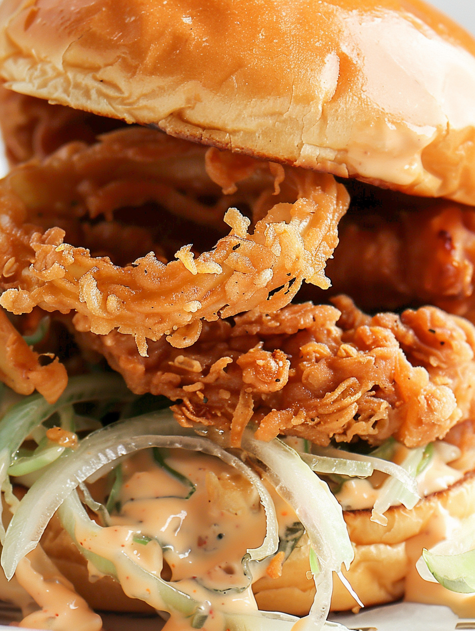 Golden crispy onion strings on a cooling rack