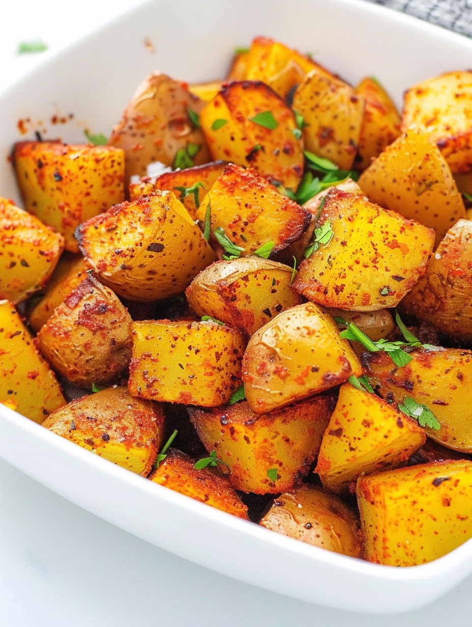Served Mexican potatoes with cilantro and lime