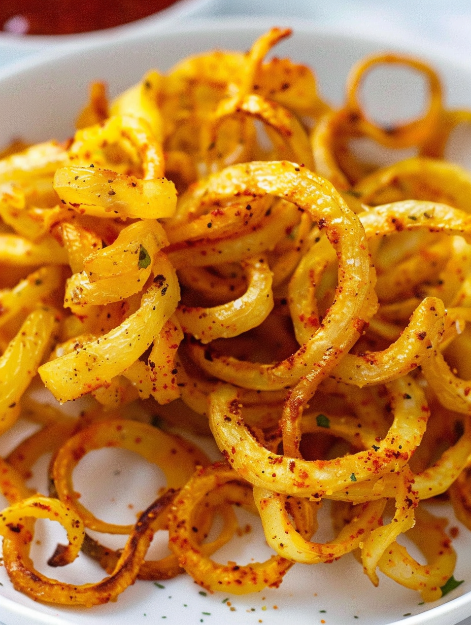 Air fryer curly fries fresh spirals in basket