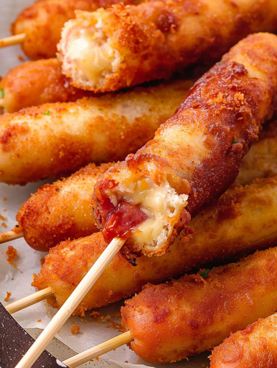 Keto air fryer corn dogs in basket