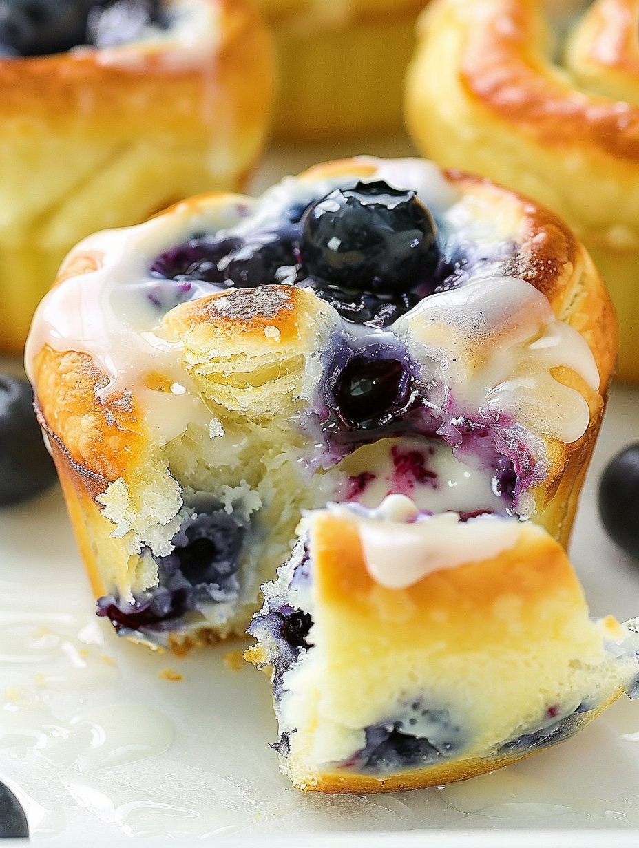 Blueberry crescent roll muffins fresh from the oven