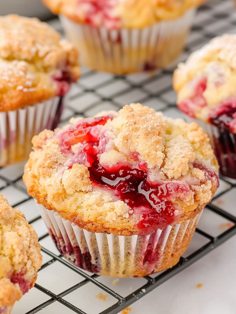 Cherry cobbler muffins fresh out of the oven