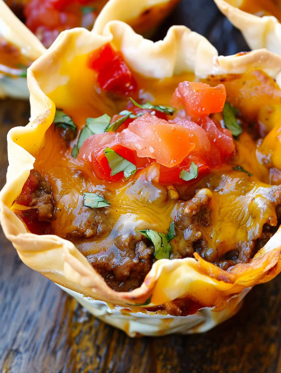 Serving platter of crunchy taco cups
