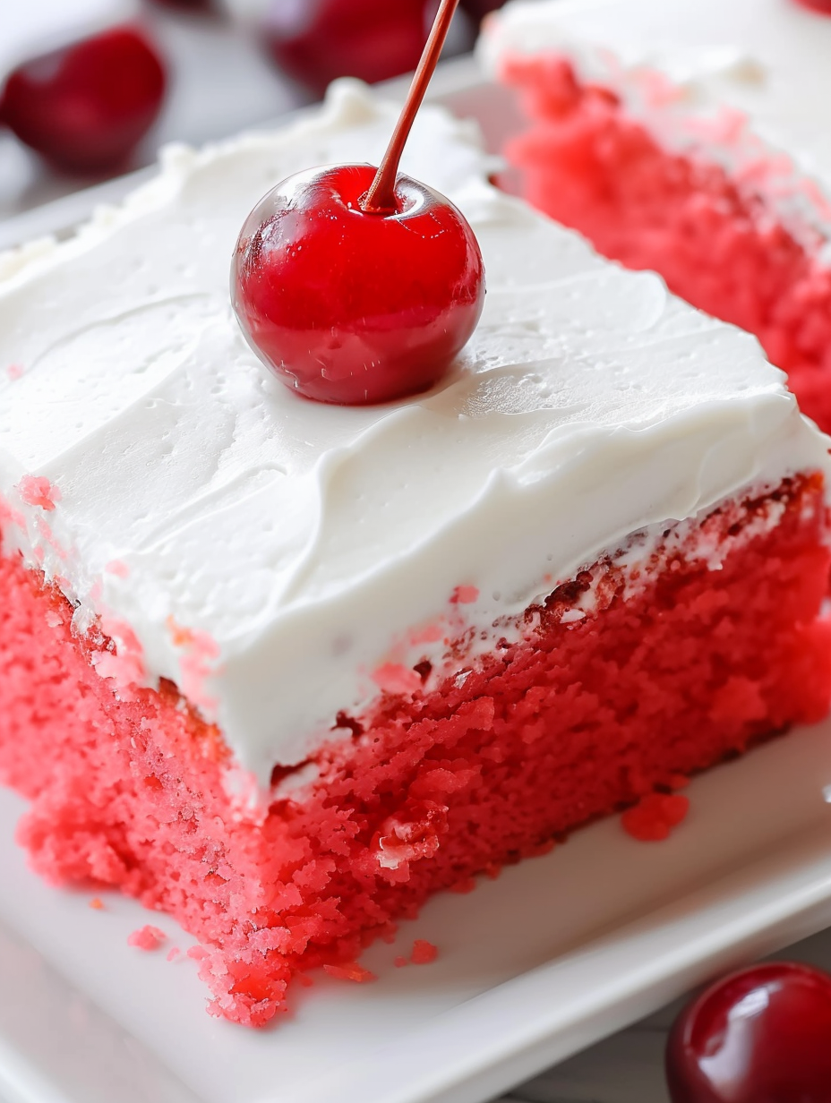 Cherry sheet cake with almond buttercream
