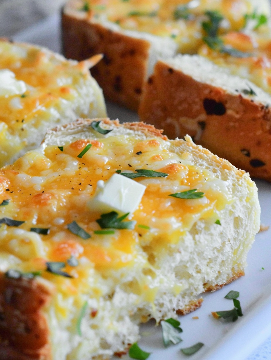 Close up of cheesy low carb toast with parsley