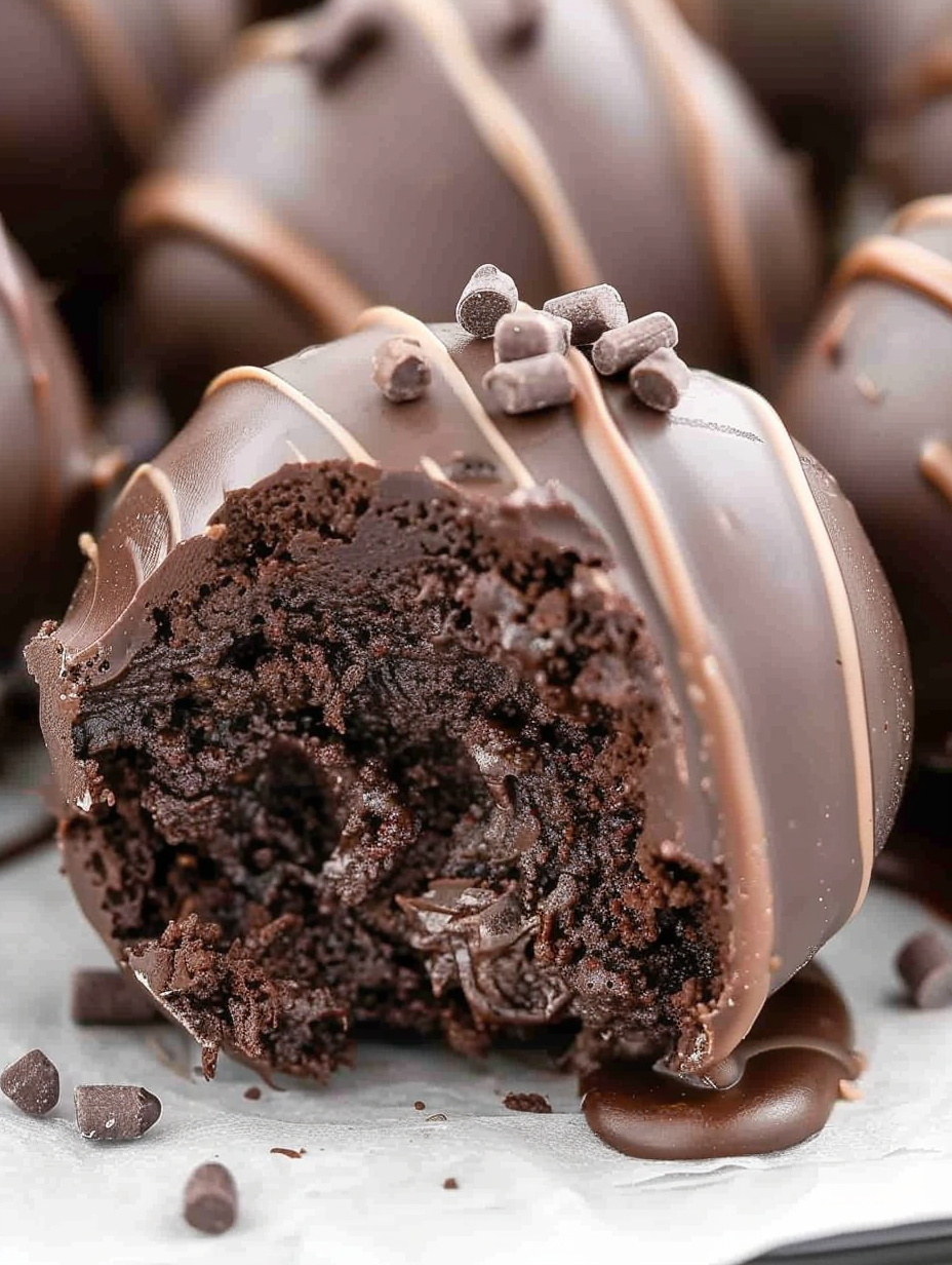 Chocolate cheesecake truffles on parchment with sprinkles