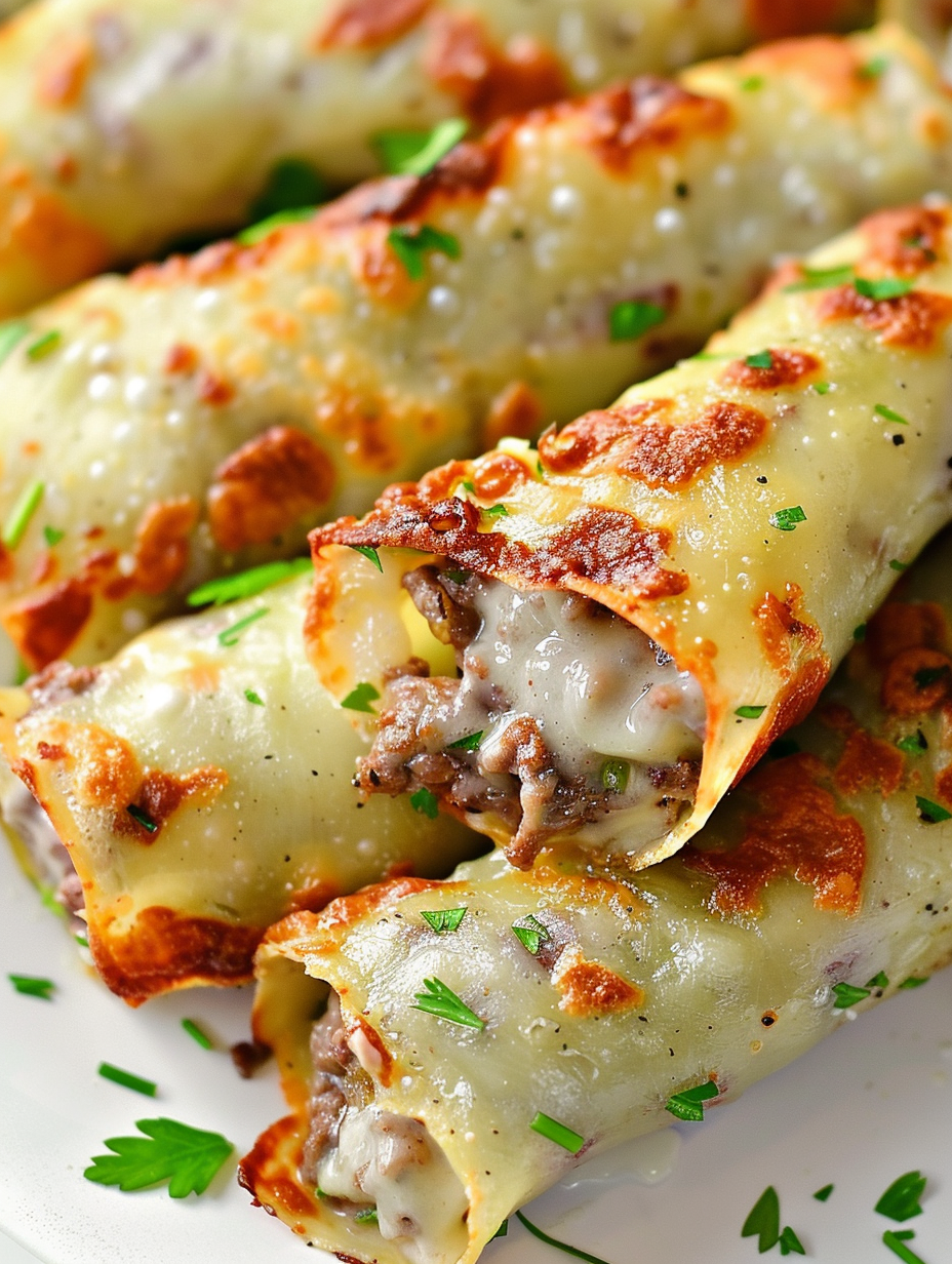 Keto Philly Cheesesteak Roll Ups on a serving board