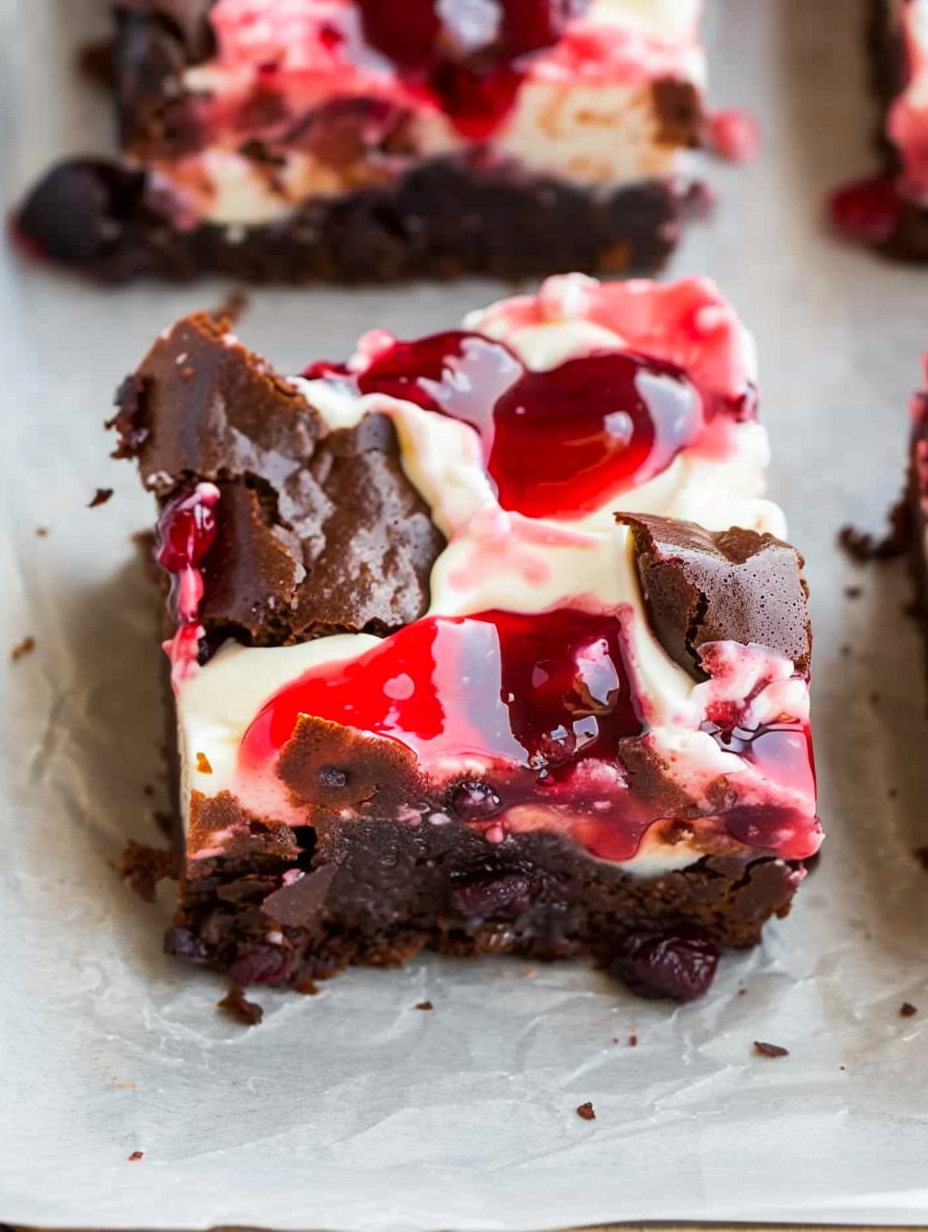 Cherry Cheesecake Brownies fresh from the oven