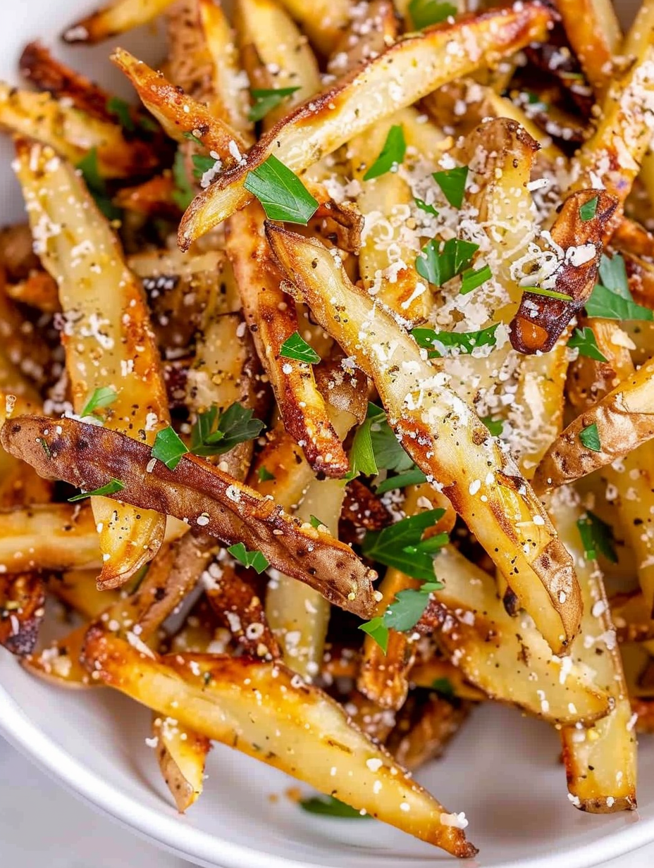 Air fryer basket with golden fries