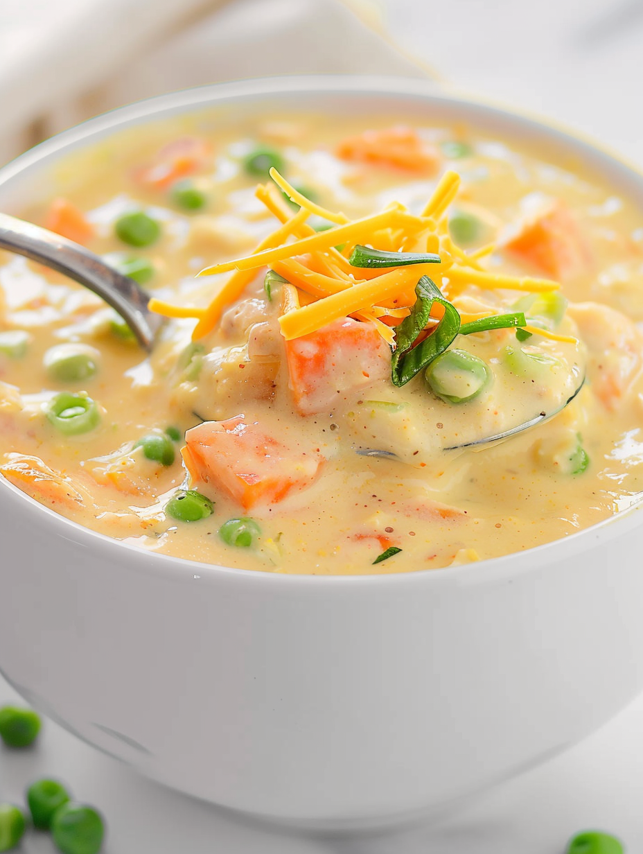 Curried sweet potato chowder in a bowl with cheddar and green onions