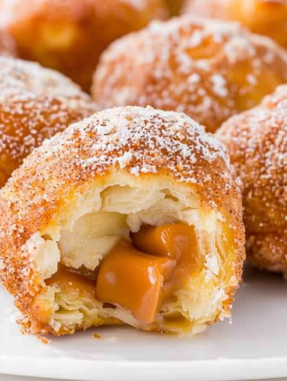 Caramel apple pie bomb with cinnamon sugar coating