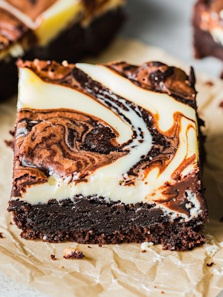 Cheesecake brownies with a marbled top