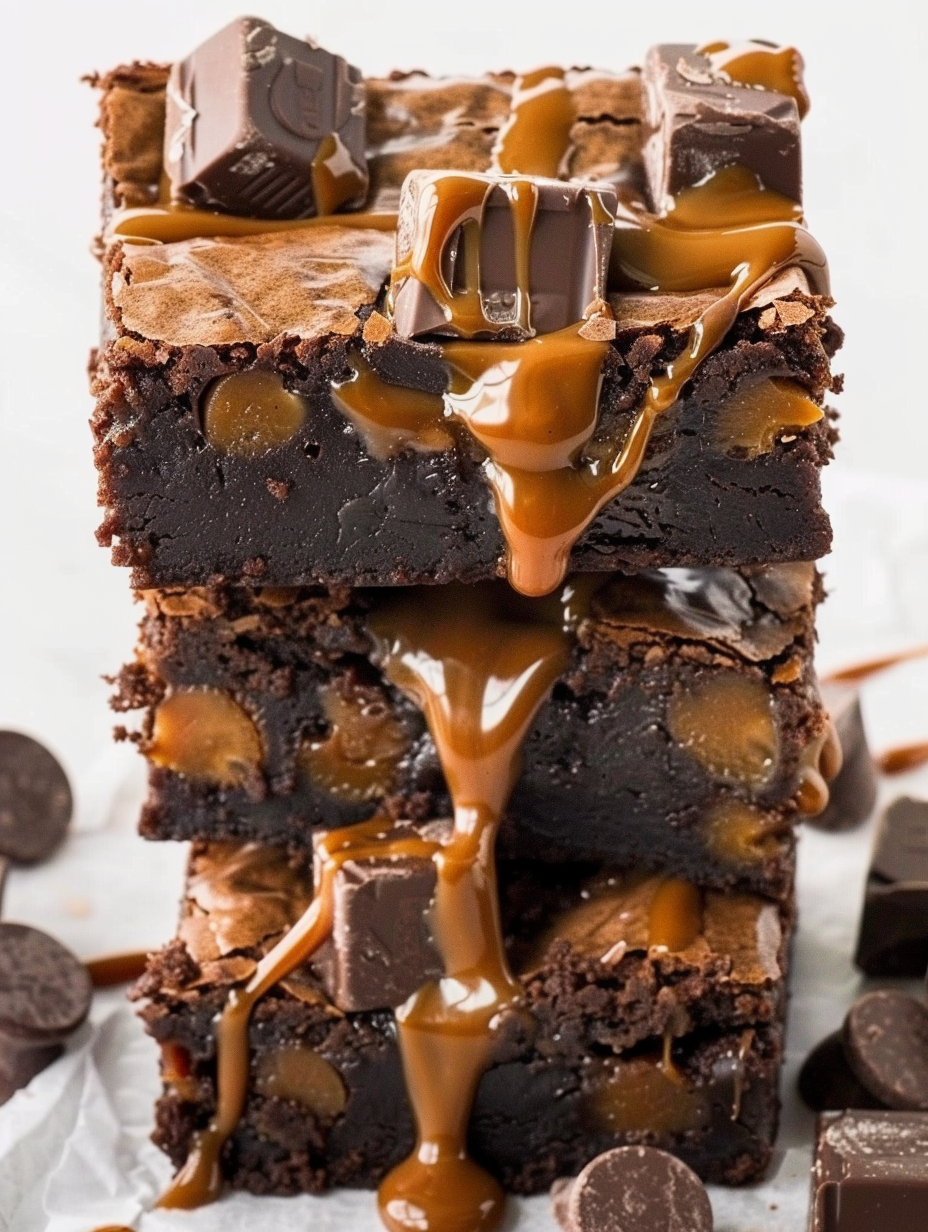 Finished Milky Way brownies in a pan