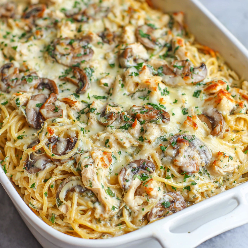 Creamy Chicken Tetrazzini Bake