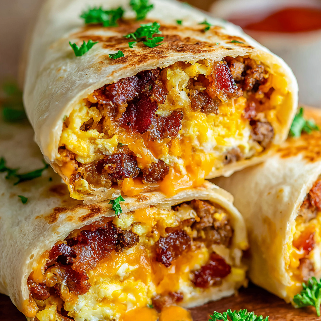 Hands wrapping a foil-wrapped breakfast burrito for freezing