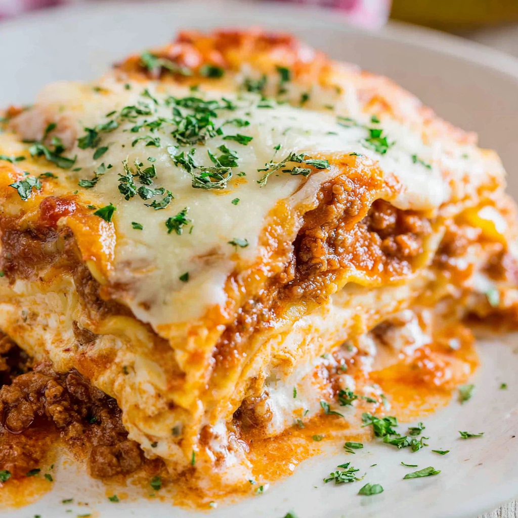 Easy Three-Cheese Beef Lasagna