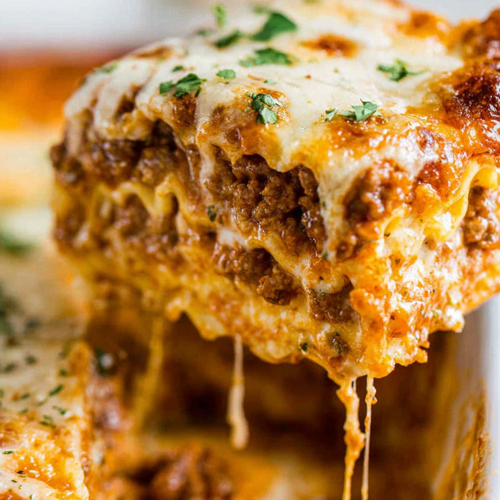 Layering noodles, meat sauce, and cheese mixture in a casserole dish