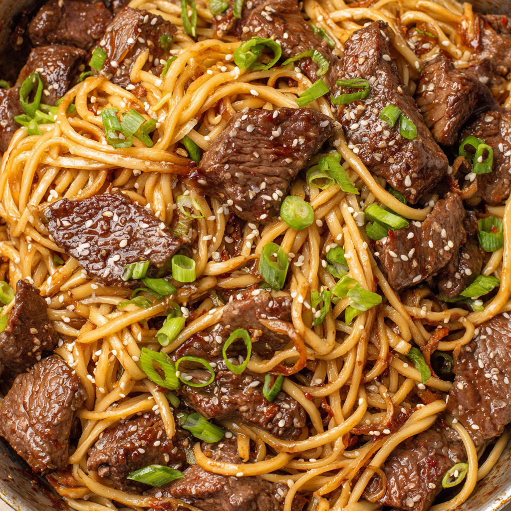One-Pan Mongolian Beef Noodles