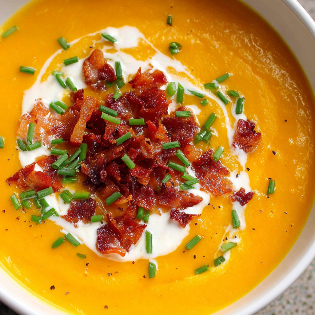 Ingredients for butternut squash soup on cutting board