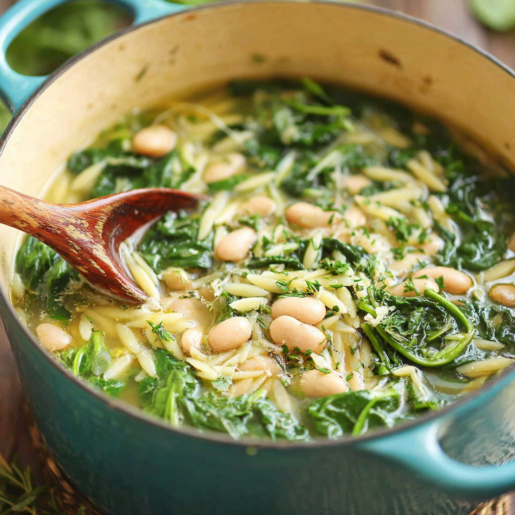 Spinach White Bean Orzo Soup