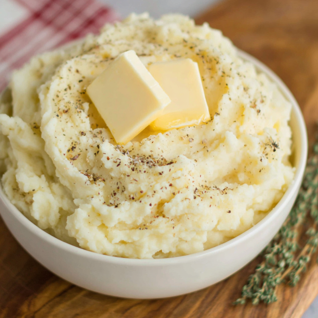 Close-up of mashed potatoes showing creamy, smooth texture