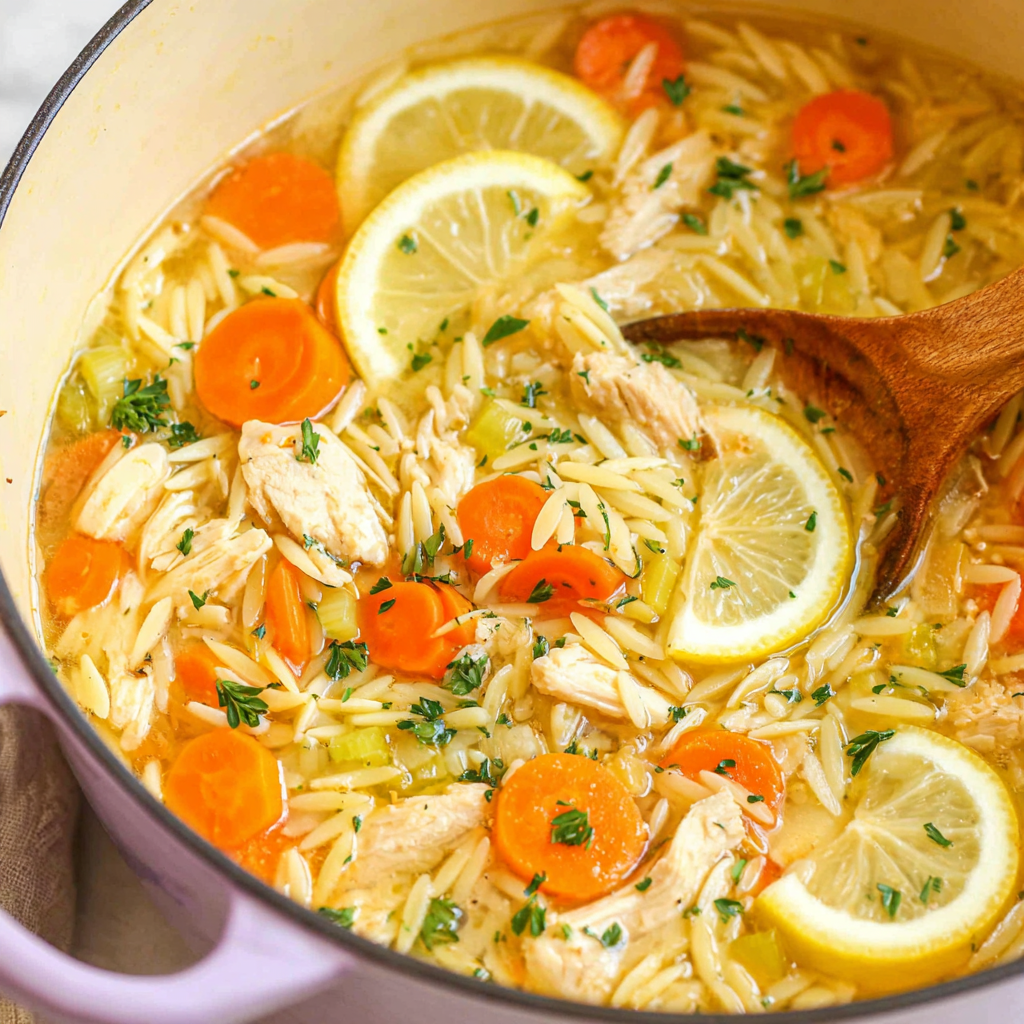 Lemon Chicken Orzo Soup
