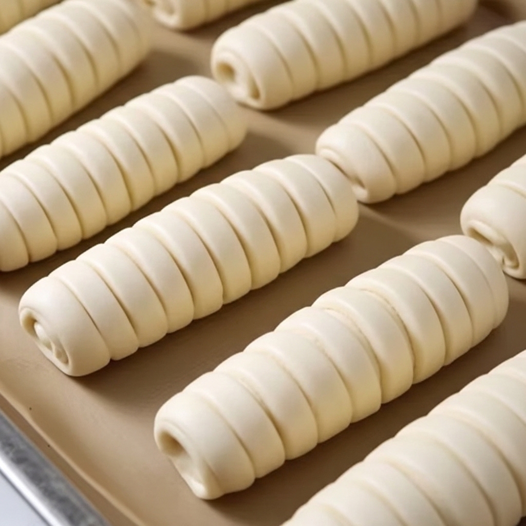 Close-up of sweet roll interior showing jam filling