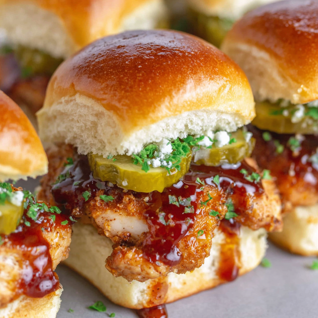 Close-up of crispy fried chicken coated in hot honey