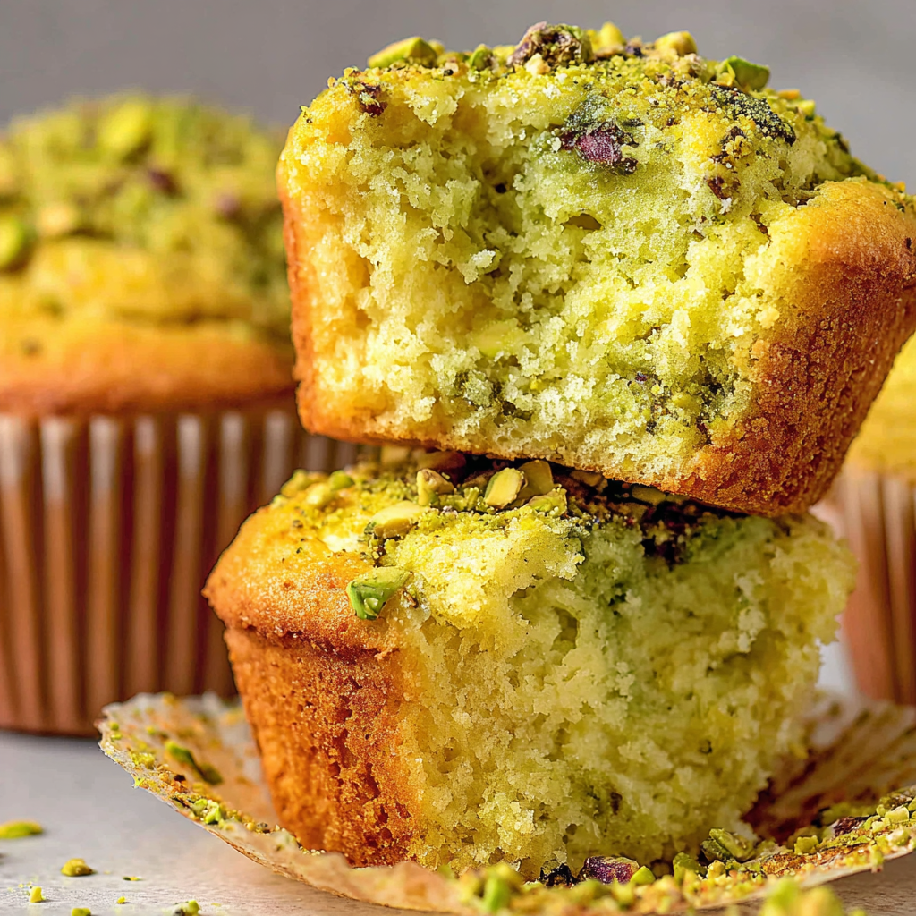 Fluffy Pistachio Muffins