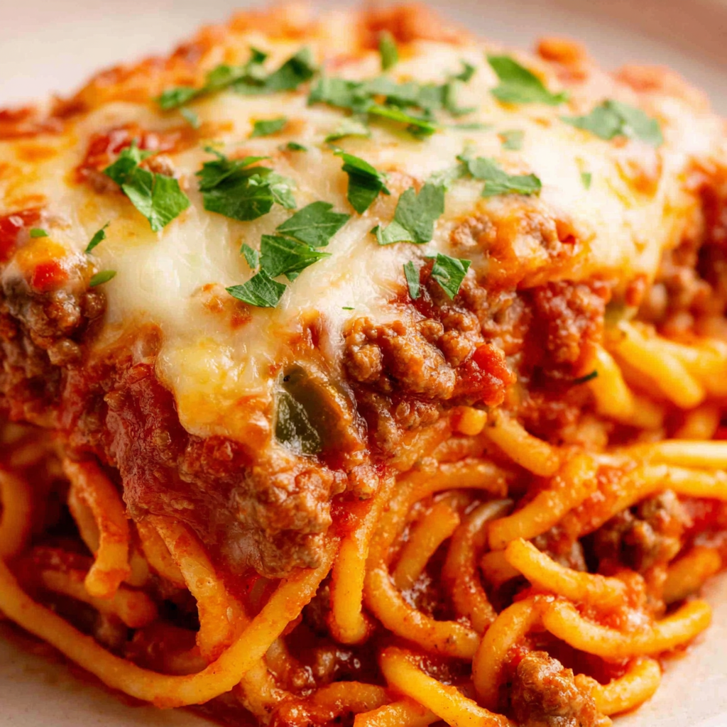 Cheesy Baked Spaghetti Casserole
