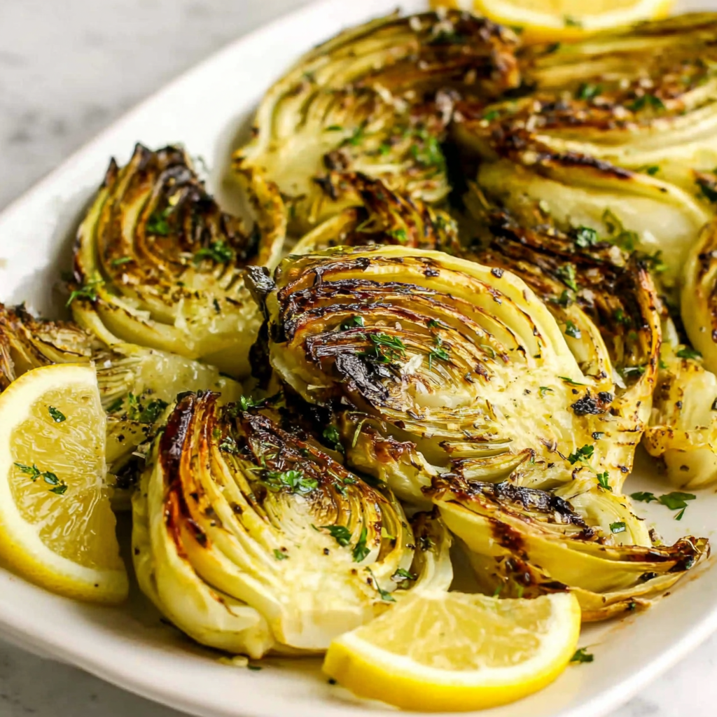 Serving roasted fennel with salmon and herbs