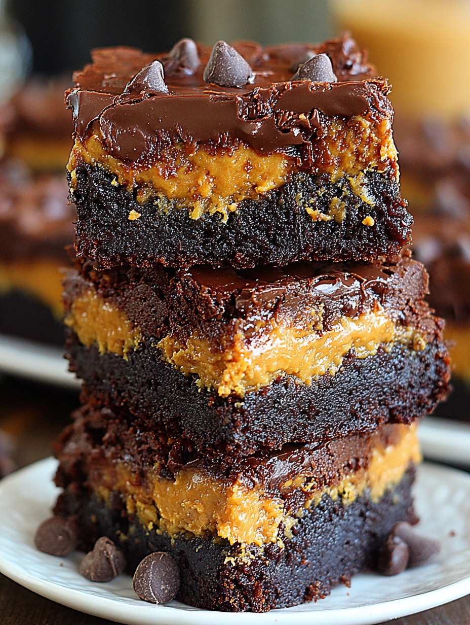 Peanut butter brownies cooling in a pan