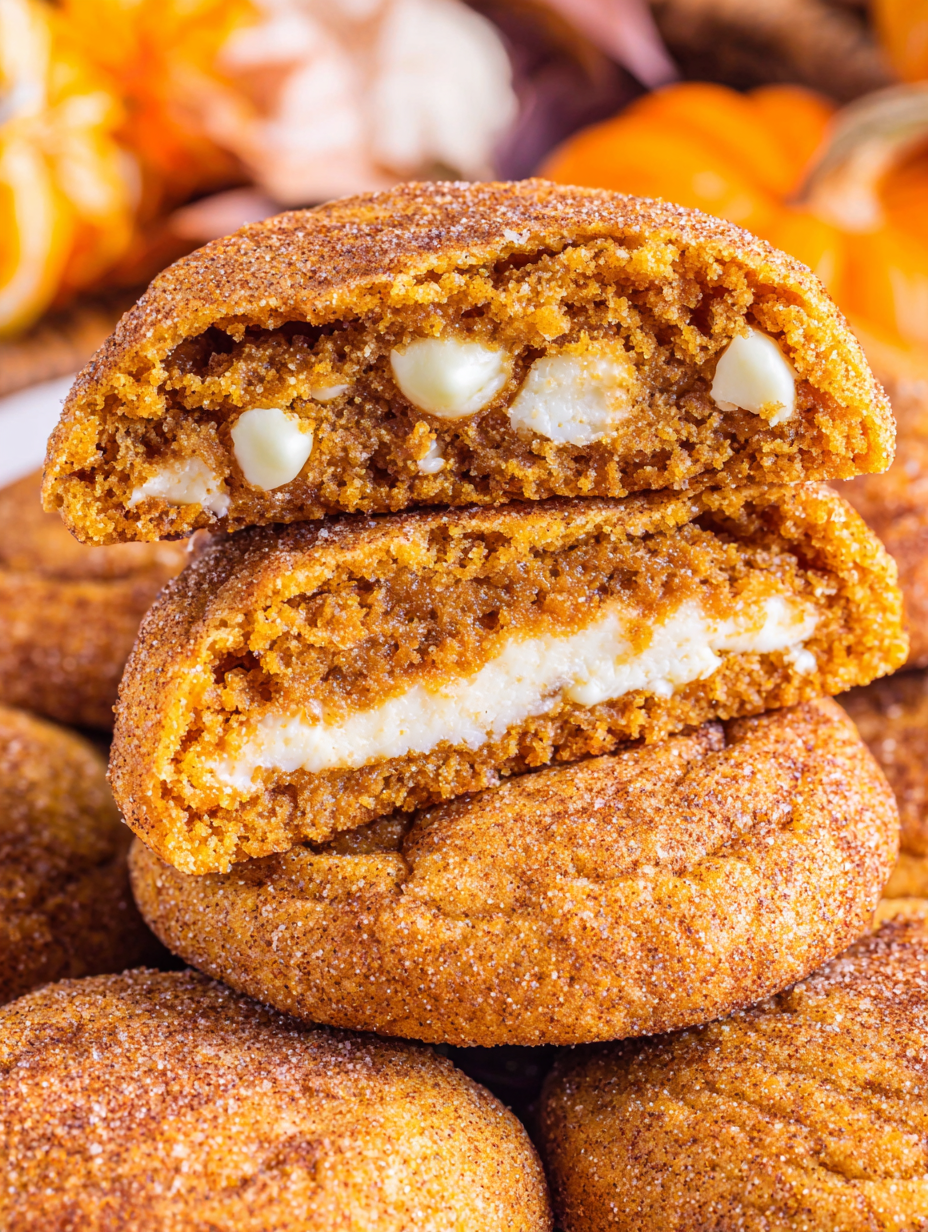 Pumpkin Snickerdoodle Cheesecake Cookies on cooling rack