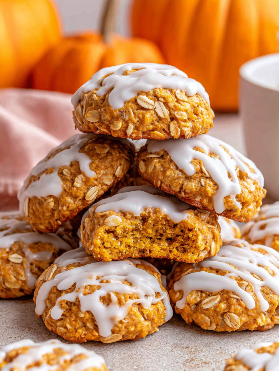 Pumpkin oatmeal cookies on a wire rack