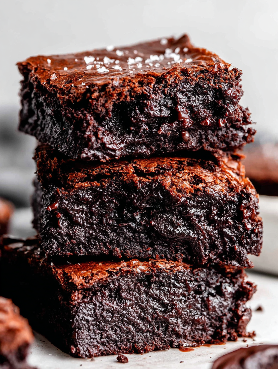 One bowl brownies in a 9x13 pan with shiny crackly tops