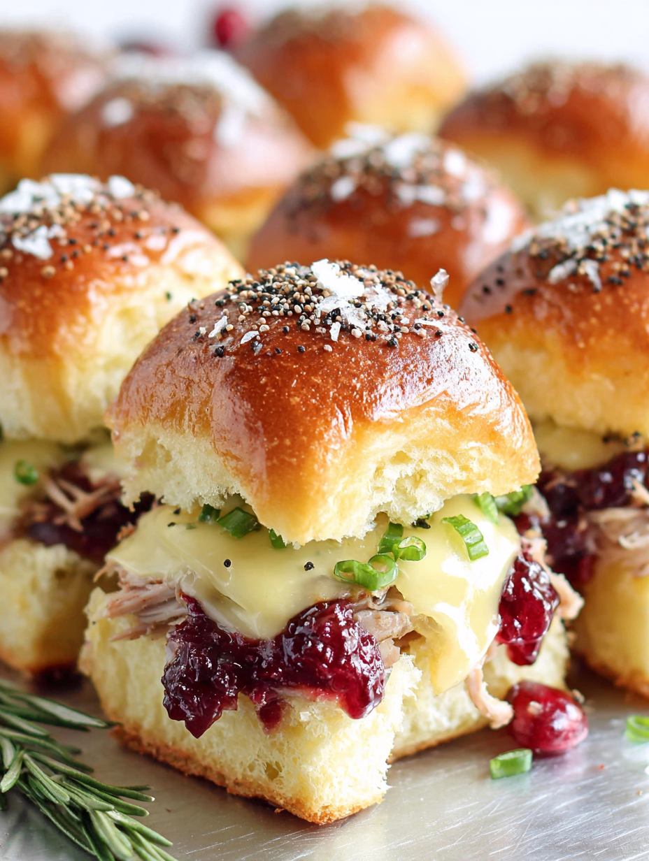 Close-up of melted Havarti on sliders