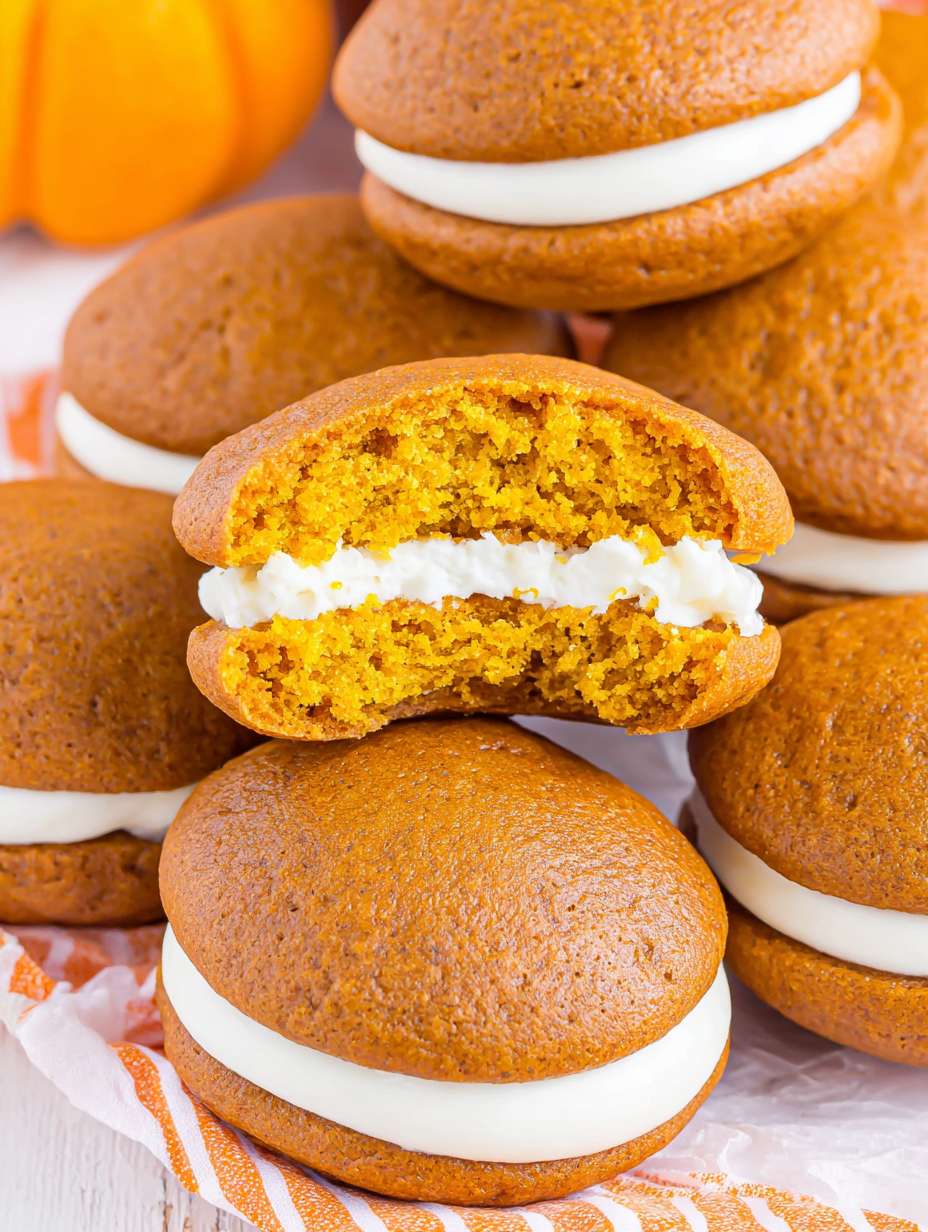 Pumpkin whoopie pies on cooling rack