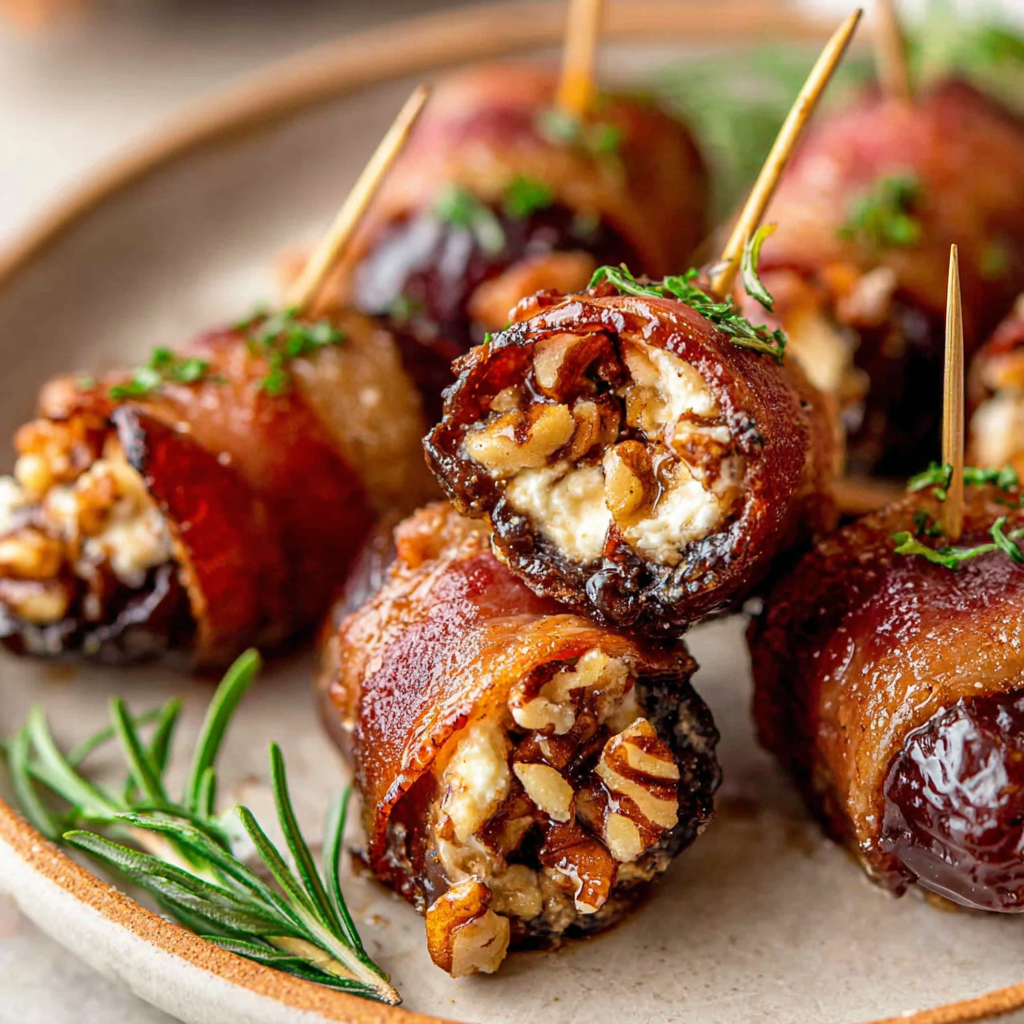 Close-up of stuffed date cut open