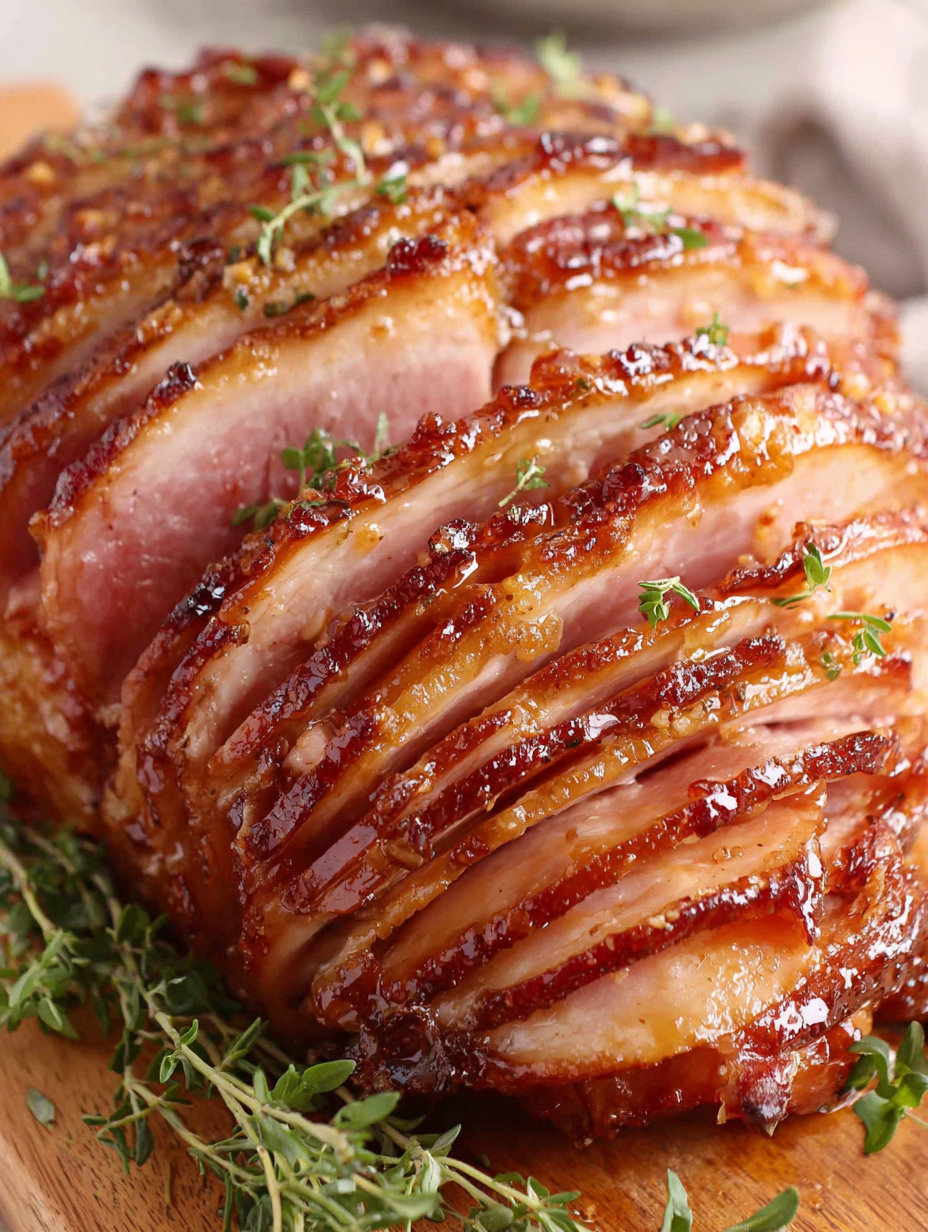 Glazed spiral ham fresh from the oven