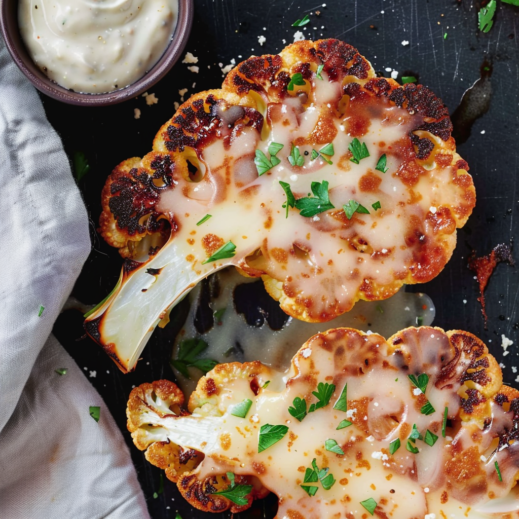 Marinated Cauliflower Schnitzel with Cheese