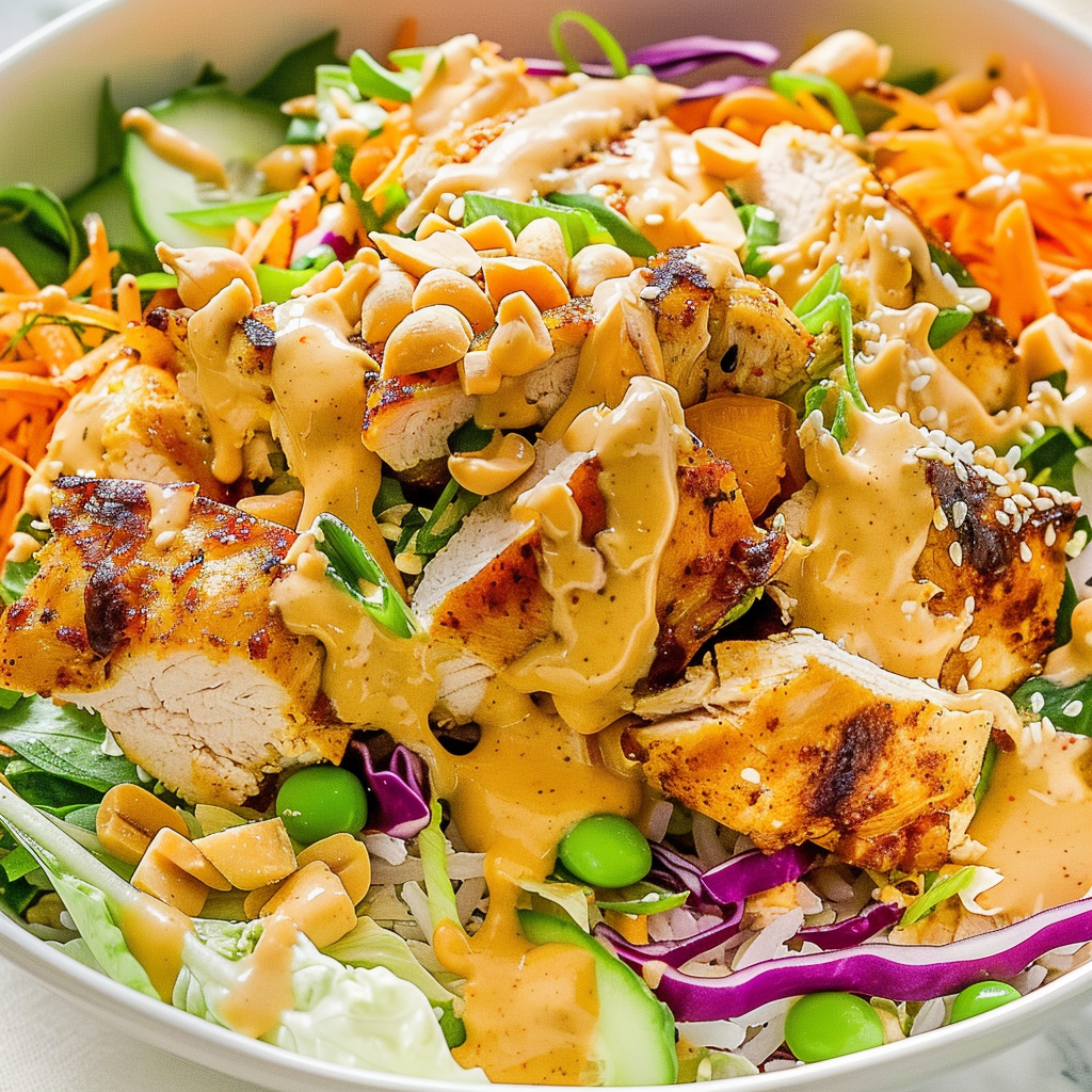 Peanut sauce and salad components